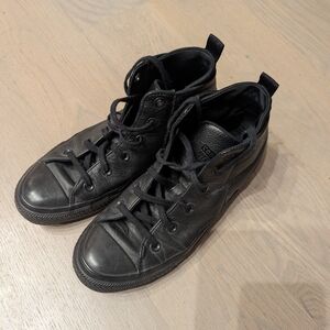 Converse all star black leather high tops